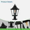 thumbnail image 3 of 21" Outdoor Post Lantern Light, 2-Pack Vintage Black Metal Garden Pillar Lamp with Clear Glass for Driveway, Gate, Pathway, and Yard Lighting, Elegant Exterior Design (Bulb Not Included), 3 of 10
