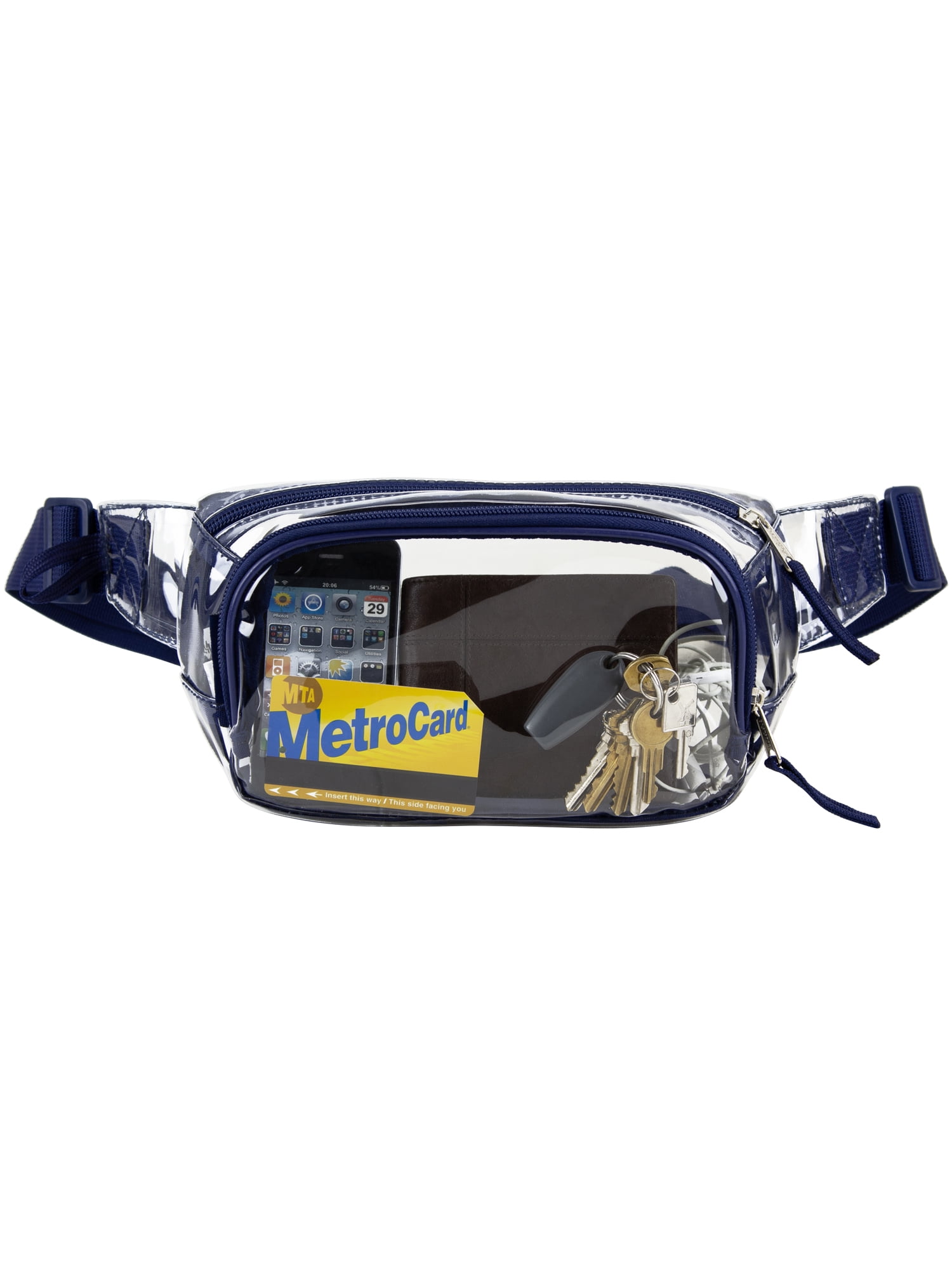 Eastsport Unisex Adjustable Strap Waist Fanny Pack in Transparent Blue