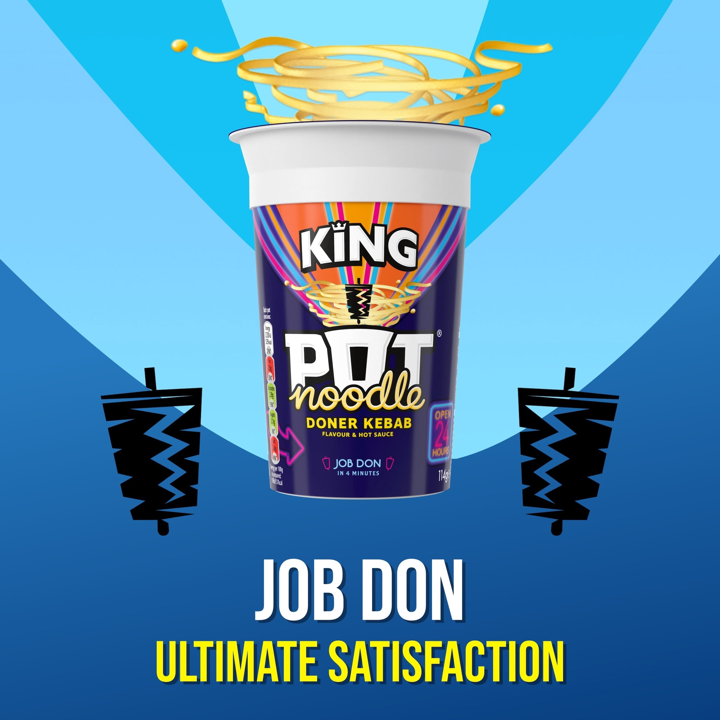 Pot Noodle Doner Kebab Instant Noodles King Pot 114g, Imported from Britain