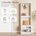 thumbnail image 6 of Royalcraft Hall Tree with Bench, Entryway Bench with Coat Rack, Shoe Storage, Soft Cushion, Wood Entryway Furniture, White, 6 of 7