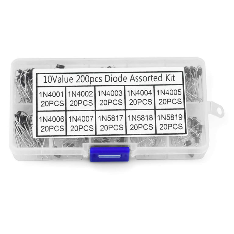 QLOUNI 200Pcs 10 Value Rectifier Diode 1N4001~1N5819 Zener Diode Assortment