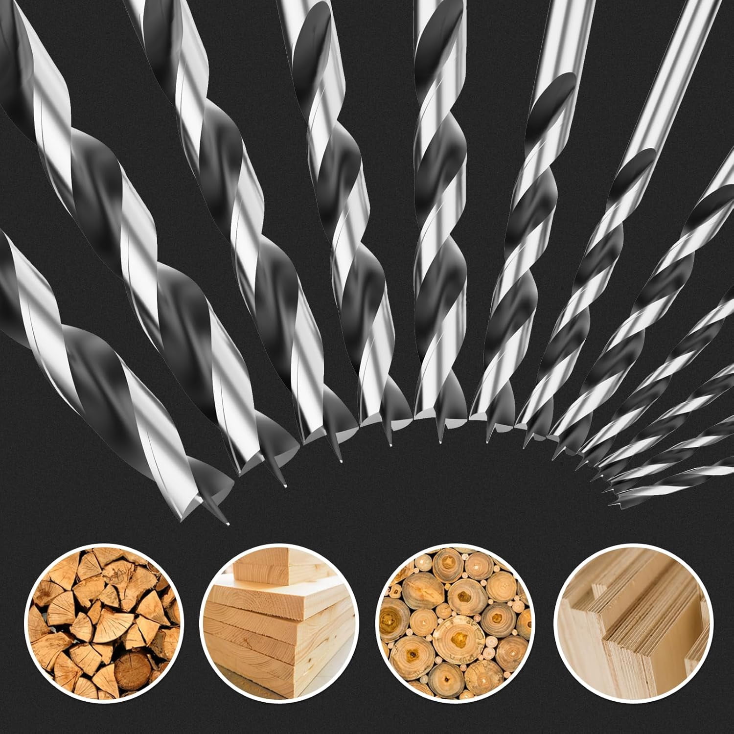 FRKSMD-8MM Metric Brad Point Wood Drill Bit Set, 4Pcs Drill Bit Set with Double Flutes Design for Carpenter Woodworking and All Types of Wood