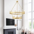 thumbnail image 3 of ACROMA  20-light Modern Farmhouse 40In Round Wagon Wheel Chandelier with UL Satin Brass Weathered, Satin, Matte Adjustable, Over 60 Inches Gold,, 3 of 5