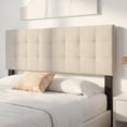 thumbnail image 4 of Gymax Upholstered Headboard Queen/Full Size Quilted Grid Linen Fabric Bed Frame Beige, 4 of 10