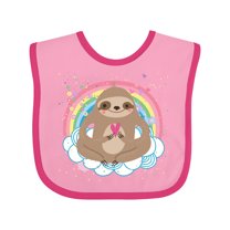 Inktastic Sloth Yoga Rainbow Girls Baby Bib