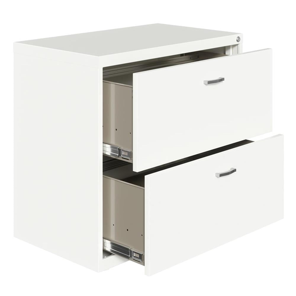 Maklaine Home Office Lateral Metal Filing Cabinet 30" Wide 2 Drawer White