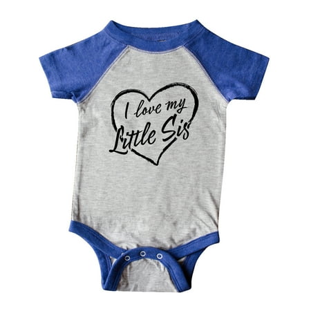 

Inktastic I Love My Little Sis in Black Chalk Heart Gift Baby Boy or Baby Girl Bodysuit
