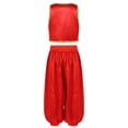 thumbnail image 2 of Aislor Kids Boys Arabian Prince Street Rats Costume Silky Waistcoat with Harem Dance Pants Red 16, 2 of 7