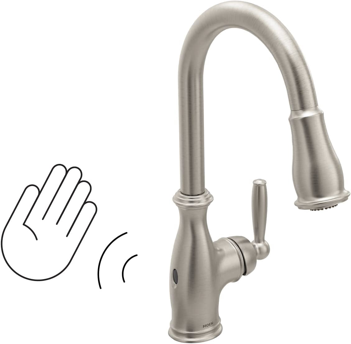 Moen Brantford One-Handle Pull-Down Kitchen Faucet – Spot Resist Stainless, Power Boost Spray, Reflex Docking, Easy Install