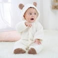 thumbnail image 5 of Winter Newborn Baby Boy Girl Solid Romper Unisex Infants Hooded Outfit Clothes Cotton Button Jumpsuits, 5 of 9