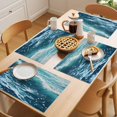 thumbnail image 5 of Teal Blue Beach Coastal Placemats Set of 6 Nautical Abstract Watercolor Place Mats Indoor Wipeable Table Mats Washable Cloth Dining Table Placemats for Kitchen Holiday Party Home Decor 13x19 Inch, 5 of 9