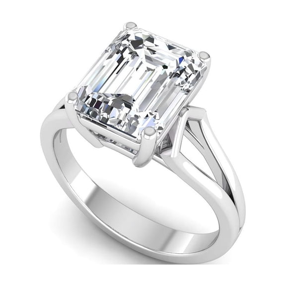 3 Ct Lab Grown Diamond Engagement Ring for Women, IGI Certified D Color VVS2 Clarity Emerald Cut 14K White Gold Split Shank Solitaire Engagement Ring 7 US