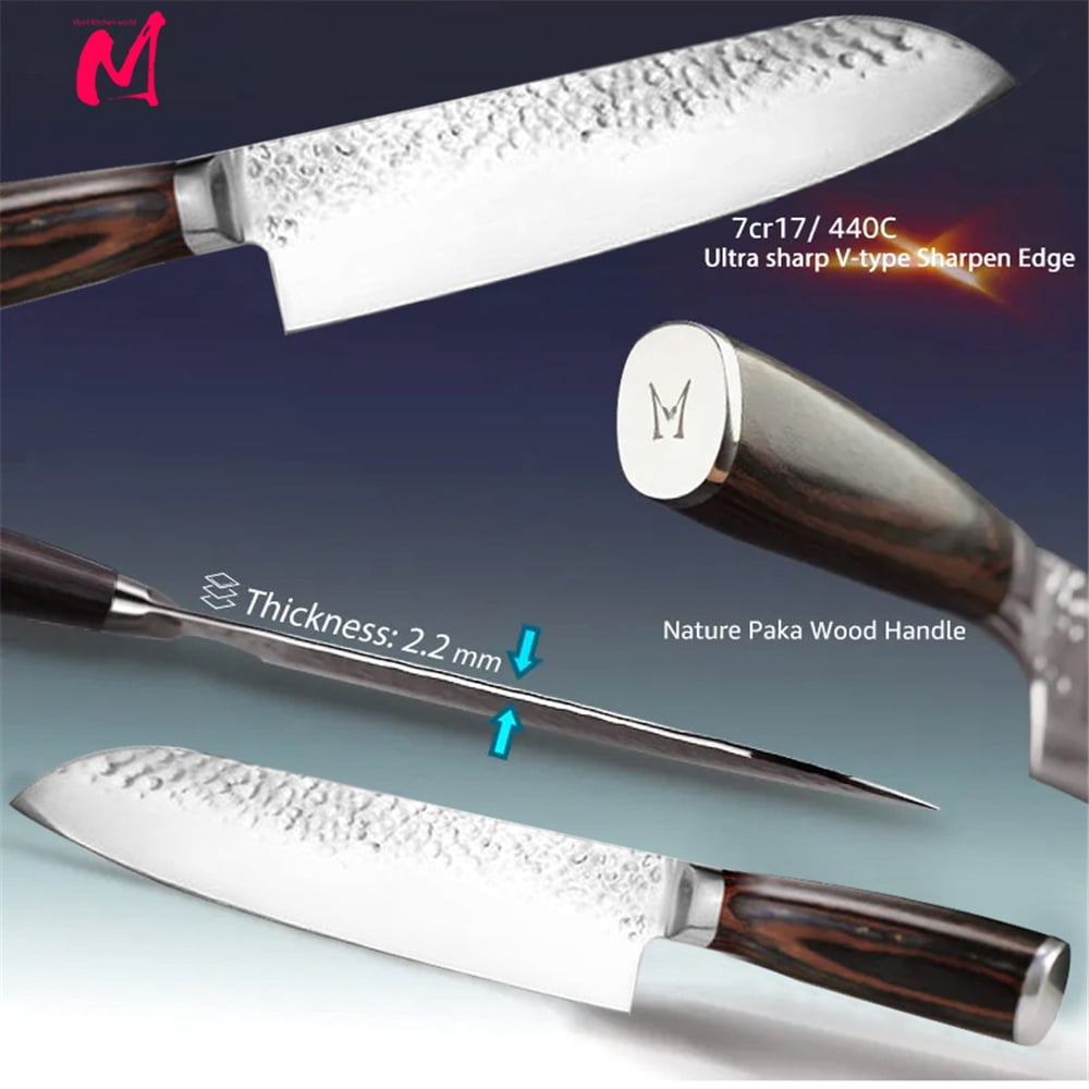 5-Piece Japanese Santoku Kitchen Knife Set, High Carbon Stainless Steel Ultra Sharp Cooking Knives with Protective Covers for Cutting Chopping Slicing