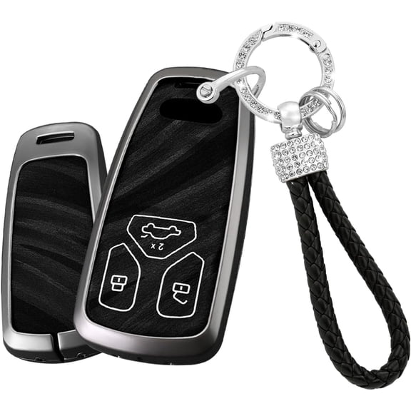 Key Fob Cover Compatible with Audi A4 Q7 Q5 A3 A6 SQ5 R8 S5 S8 D5 TT FV TTS TTRS Accessories Metal Brushing Process Leather Smart Key Case