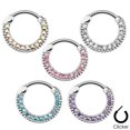 thumbnail image 1 of Round Paved Gems 316L Surgical Steel Septum Clicker - 16 Gauge Bar, 1 of 1