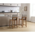 thumbnail image 3 of Guyou 26" Counter Height Bar Stools Set of 2, Modern Linen Upholstered Barstools, Rustic Farmhouse Wooden Kitchen Island Chairs with Backrest and Footrest for Dining Room Home Bar Patio Club, Grey, 3 of 8