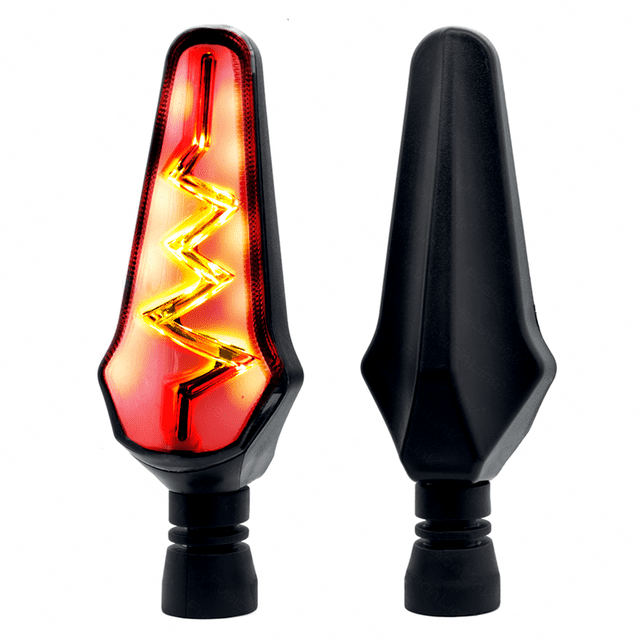 Direccionales Para Moto Rasen Led Secuencial Tipo Rayo Universal rojo