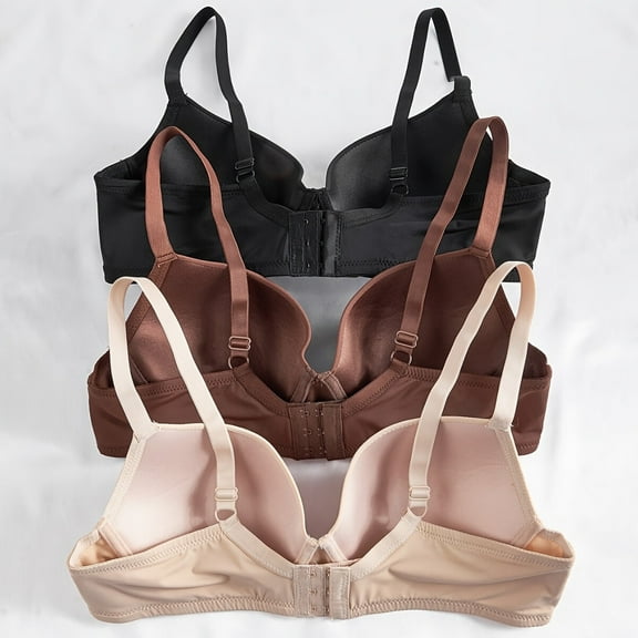 3 Pack Small Cup Push Up Bra for Women,Soft Lightly Line T-shirt Bra,Women's Underwire with Removable Shoulder Straps