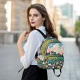 thumbnail image 6 of JIALIOU Mini Backpack Purse for Women Quilted Casual Daypack Small Travel Shoulder Bag, Hillside with Wildflowers and Houses, 6 of 7
