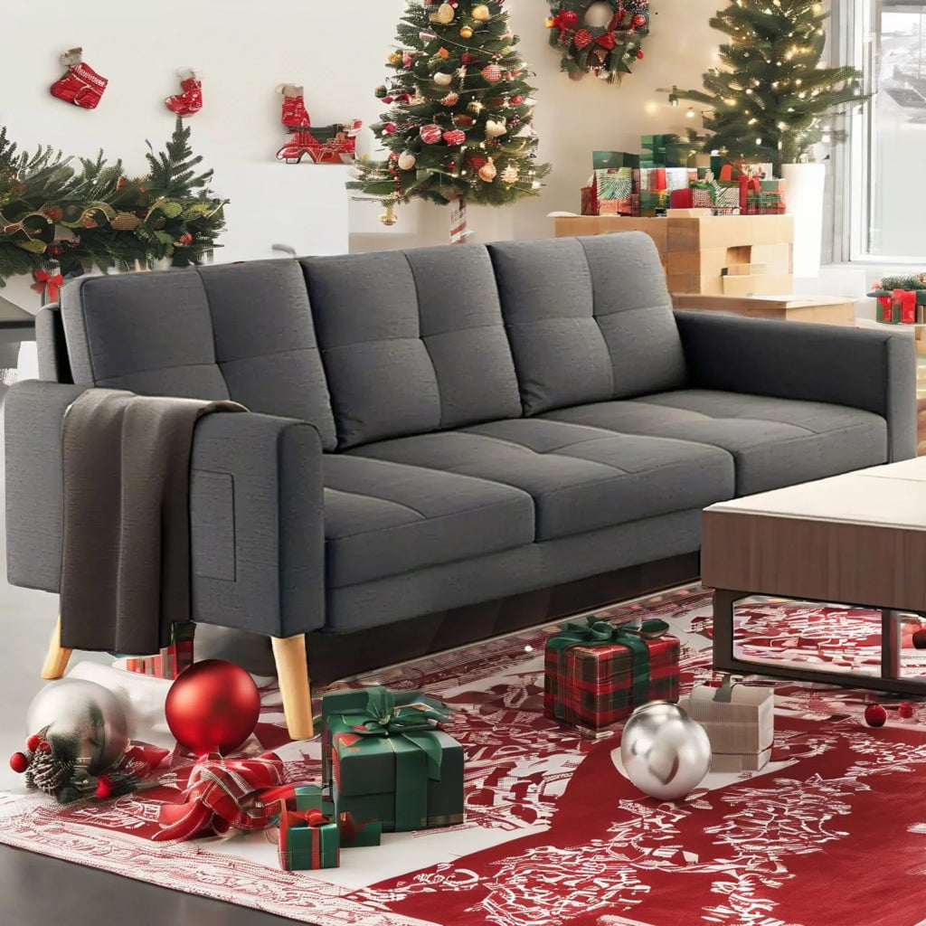 Aiho 67" L Modern Loveseat Sofa, Sofa with 3 Comfortable Pillows for Apartment, Dorm Room, Office, Bedroom - Deep Gray