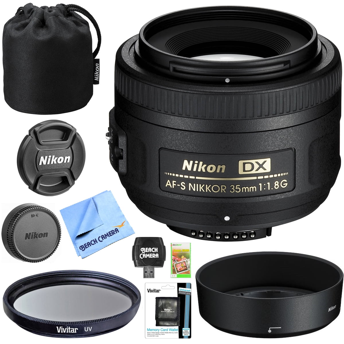 AF-S Nikkor 35mm 1.8G DX Lens Vivitar Pro Series 52mm 0.43x Wide Angle Lens AF-S DX VR Zoom-Nikkor 55-200mm 4-5.6G IF-ED & Many Other Lenses Microfiber Cloth for Nikon 40mm 2.8G AF-S DX Micro-Nikkor Lens