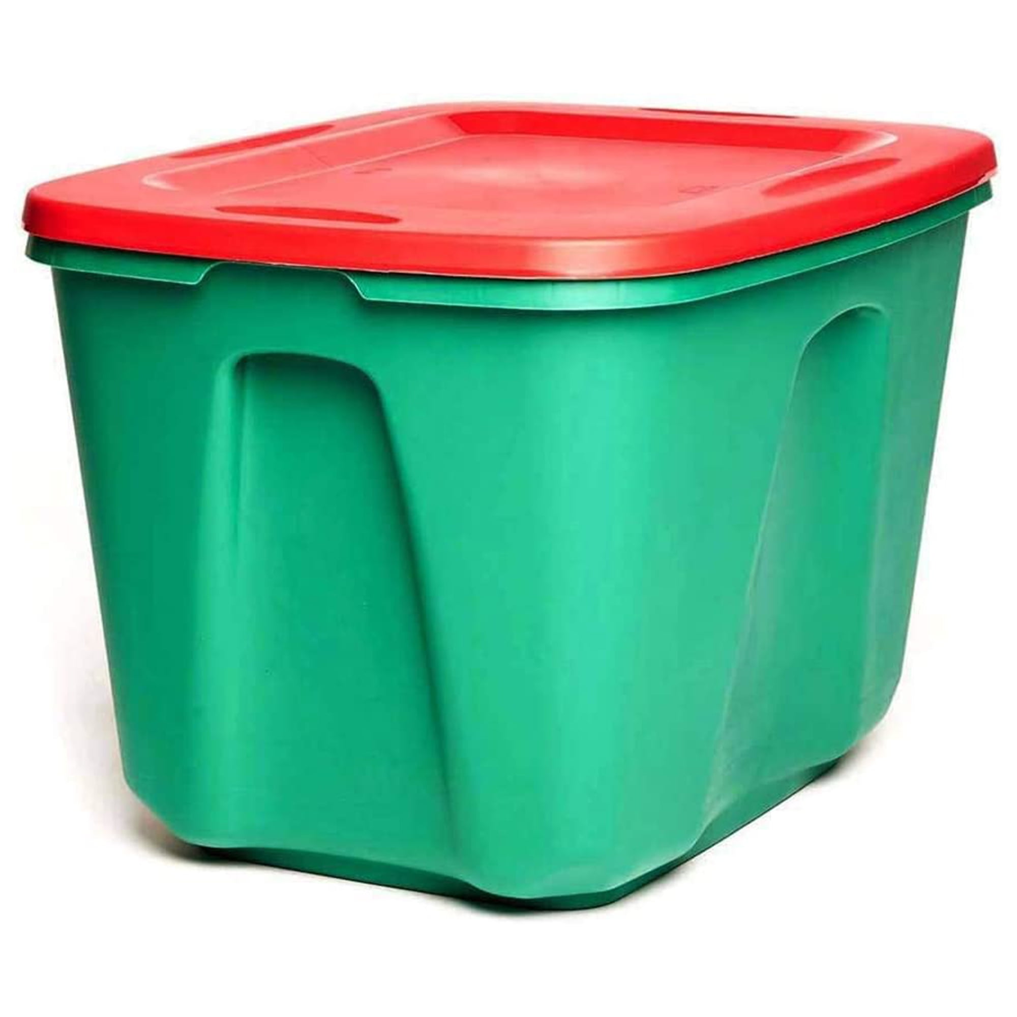 HOMZ 18 Gallon Heavy Duty Plastic Storage Container, Green/Red (4 Pack)