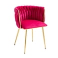thumbnail image 2 of Set of 2 Accent Chairs, Counter Height Dining Chairs with Curved Backrest and Armrest, 2 pcs Leisure Chairs with Metal Legs for Living Room Dining Room, Rose Red, 2 of 7