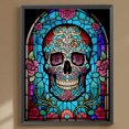 thumbnail image 1 of Cuadros Decorativos 5D bricolaje taladro redondo completo diamante pintura vidrieras calavera Kit decoración (sz4234) Wdftyju embutido en tela, 1 of 9