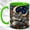 Green, variant on Sleeping Gray Fox Coffee Mug, Night Woodland Mug, Ceramic 11 oz
