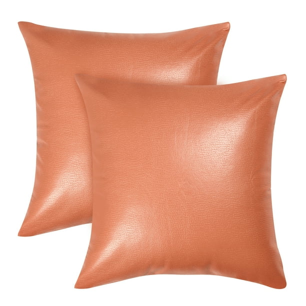 PiccoCasa Faux Leather Solid Square Throw Cushion Covers 18"x18