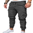 thumbnail image 3 of Men‘s Cargo Pants Slim Fit Sweatpants Jogger Drawstring Elastic Outdoor Trousers with Pockets, 3 of 6