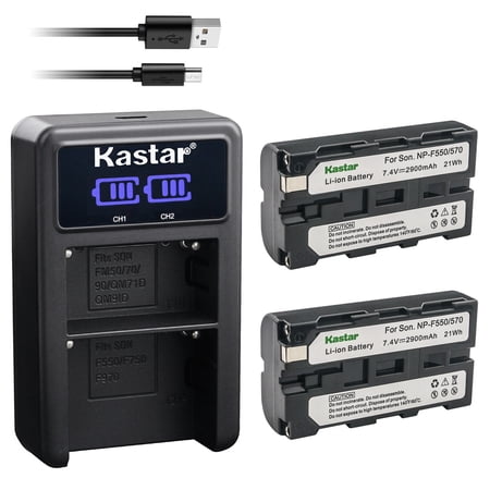 Kastar 2-Pack NP-F570 Battery and LED2 USB Charger Compatible with Sony DCR-TRV420 DCR-TRV49 DCR-TRV5 DCR-TRV510 DCR-TRV520 DCR-TRV525 DCR-TRV58 DCR-TRV620 DCR-TRV7 DCR-TRV720 DCR-TRV735 Camera