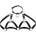 thumbnail image 1 of Leather Bra Harness Punk Cupless Bra Harness Bra Top Chest Bracket BraChain-Good, 1 of 5