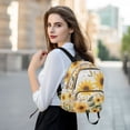 thumbnail image 6 of FORMRS Mini Backpack Purse for Women Quilted Travel Daypack Casual Shoulder Bag, Beige Sunflowers, 6 of 7
