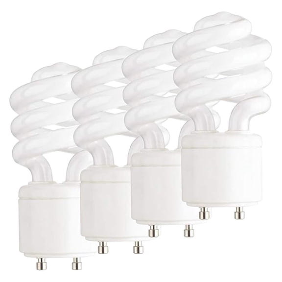 13 Watt Mini Spiral - GU24 Base - Mini- CFL Light Bulb 60 Watt Equivalent 2700K Pack of 4