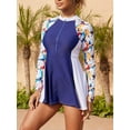 thumbnail image 6 of Sociala Printed Long Sleeve Swim Dress Zipper One Piece Rashguard Built-in Bra Swimsuit, 6 of 7