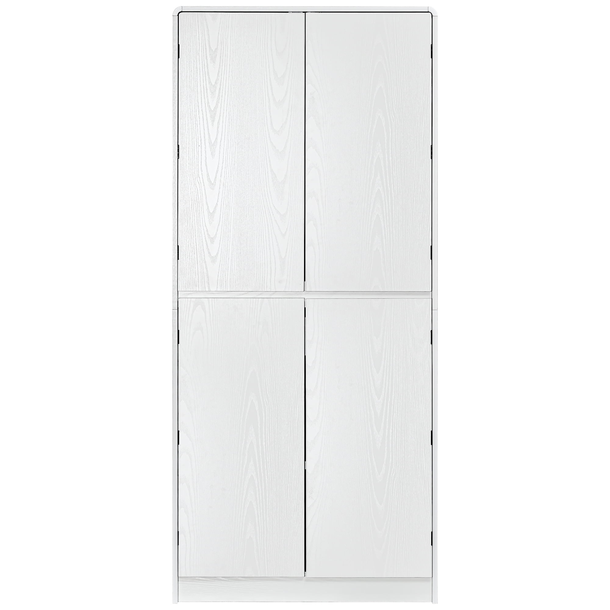 Euroco 72" Tall Farmhouse Kitchen Pantry Cabinet with 8 Door Shelves, Curved Design Storage Cabinet with 3 Adjustable Shelves, Hidden Drawer, Versatile Cupboard