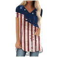 thumbnail image 1 of QLEICOM Womens 4th of July Tops Independence Day Popular American Flag Printed T-shirt V Neck Short Sleeve Summer Loose Fitting Tee Tops Blouses White S, 1 of 5