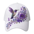 thumbnail image 2 of romoty Womens White Hummingbird Floral Embroidered Baseball Cap Adjustable Cotton Sun Hat for Outdoor Walking Gardening, 2 of 6