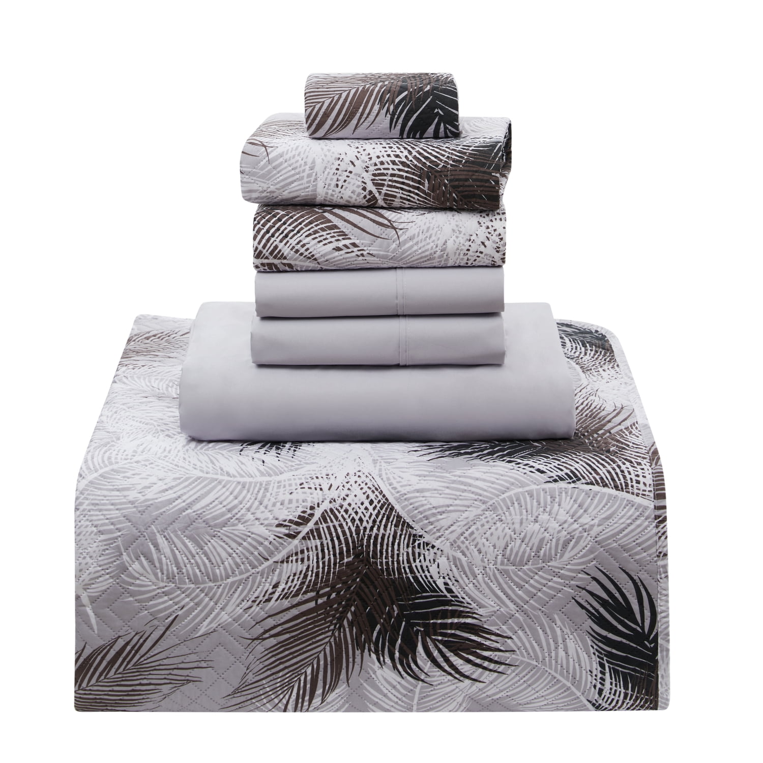 Clara Clark Quilt Set Queen Bedspread, 7-Piece Leaf Pattern Lightweight Bedding Set