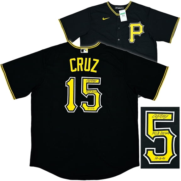 Pittsburgh Pirates Oneil Cruz Autographed Black Nike Jersey Size XL "MLB Debut 10-2-21" Beckett BAS QR 220601