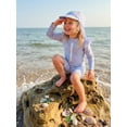 thumbnail image 5 of BemeyourBBs Toddler Baby Girl One Piece Swimsuit Kids Newborn Infant Bathing Suit Long Sleeve Striped Rash Guard Half Zipper Swimwear Sunhat Set UPF 50+, 5 of 9