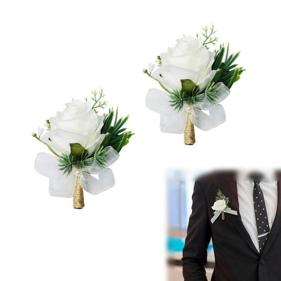 QZS 2Pcs Boutonniere Buttonholes Rose Corsage,Rose Corsage for Bride Bridesmaid Girls,Anniversary Accessories for Prom,Homecoming,Party
