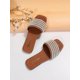 thumbnail image 3 of Women's Fashionable Luxurious Pearl Decoration Slippers With A Single Strap, Casual, Comfortable, Classic French Design, Beaded, Open Toe, Flat Sole,, 3 of 4