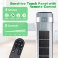 thumbnail image 3 of Quiet Tower Fan for Bedroom, Oscillating Fan with Child Lock & Night Light, 28dB, 12H Timer and Remote, 5 Speeds Cooling Fan for Nursery and Home,Silver, 3 of 8