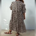 thumbnail image 4 of Geometric Print Loose A-Line Party Dress for Women with Long Sleeves, 4 of 9