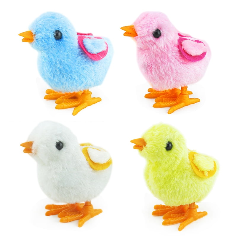 One Pcs Wind-Up Jumping Chicken Ducklings Cute Baby Animal Pattern Cartoon Hand Bell Ring Rattles Kid Plush Soft Toy