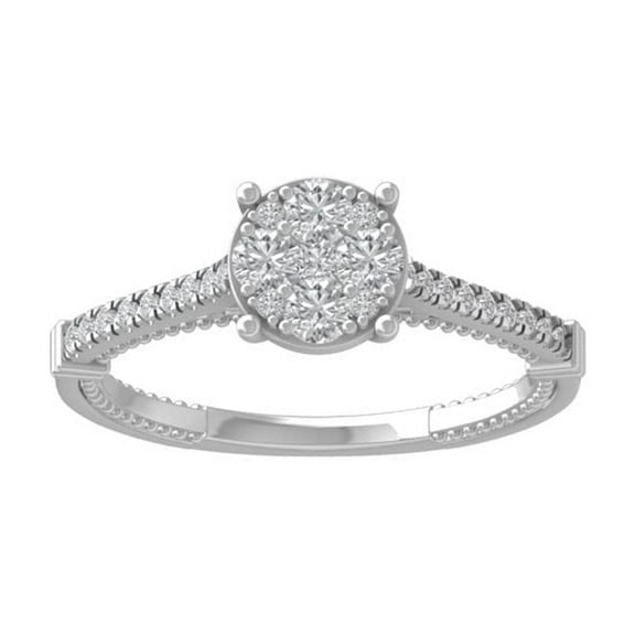 ARAIYA FINE JEWELRY Sterling Silver Diamond Composite Cluster Engagement Ring (1/2 cttw, I-J Color, I2-I3 Clarity) Size 5