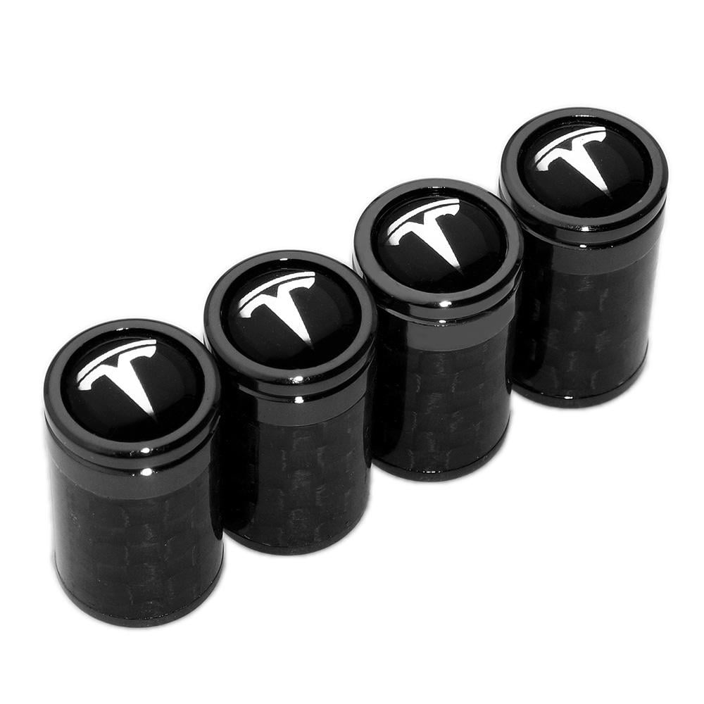 For Tesla Sport Real Carbon Fiber Car Wheel Tire Air Valve Caps Stem