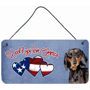 Carolines Treasures SC9966DS612 Woof if you love America Dachshund Wall or Door Hanging Prints 6HX12W multicolor
